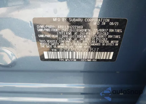 2023 Subaru Forester from USA, damaged, VIN JF2SKACC5PH543517